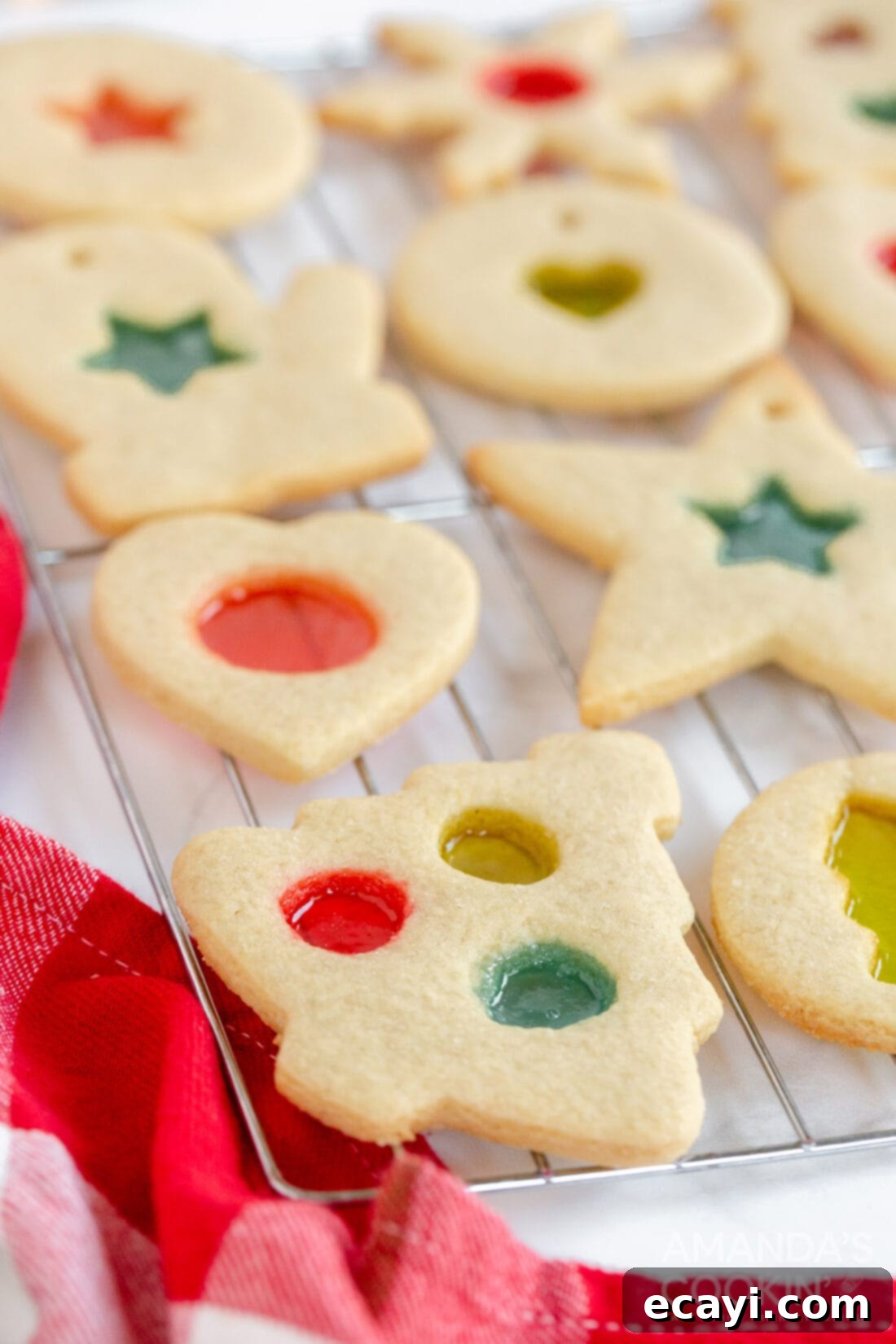 Art Glass Cookies 12 stained glass cookies on a cooling rack