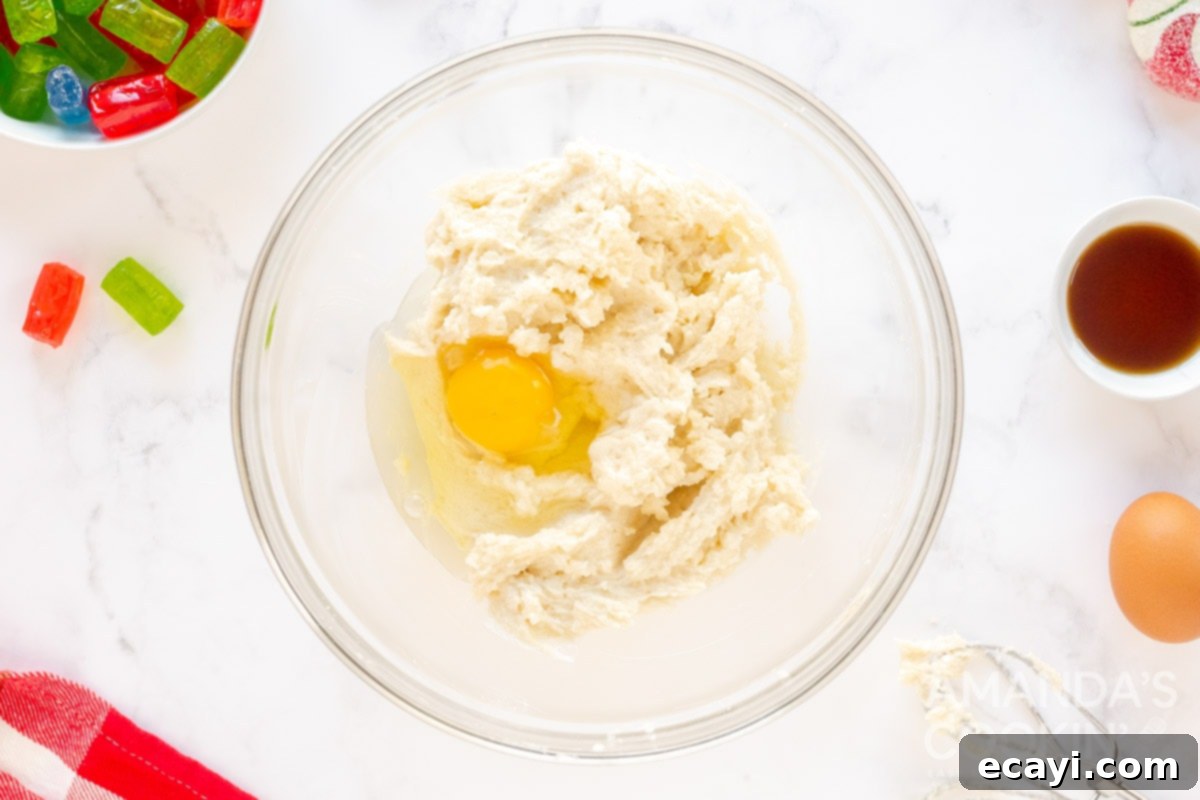 Art Glass Cookies 7 eggs in a bowl with sugar mixture
