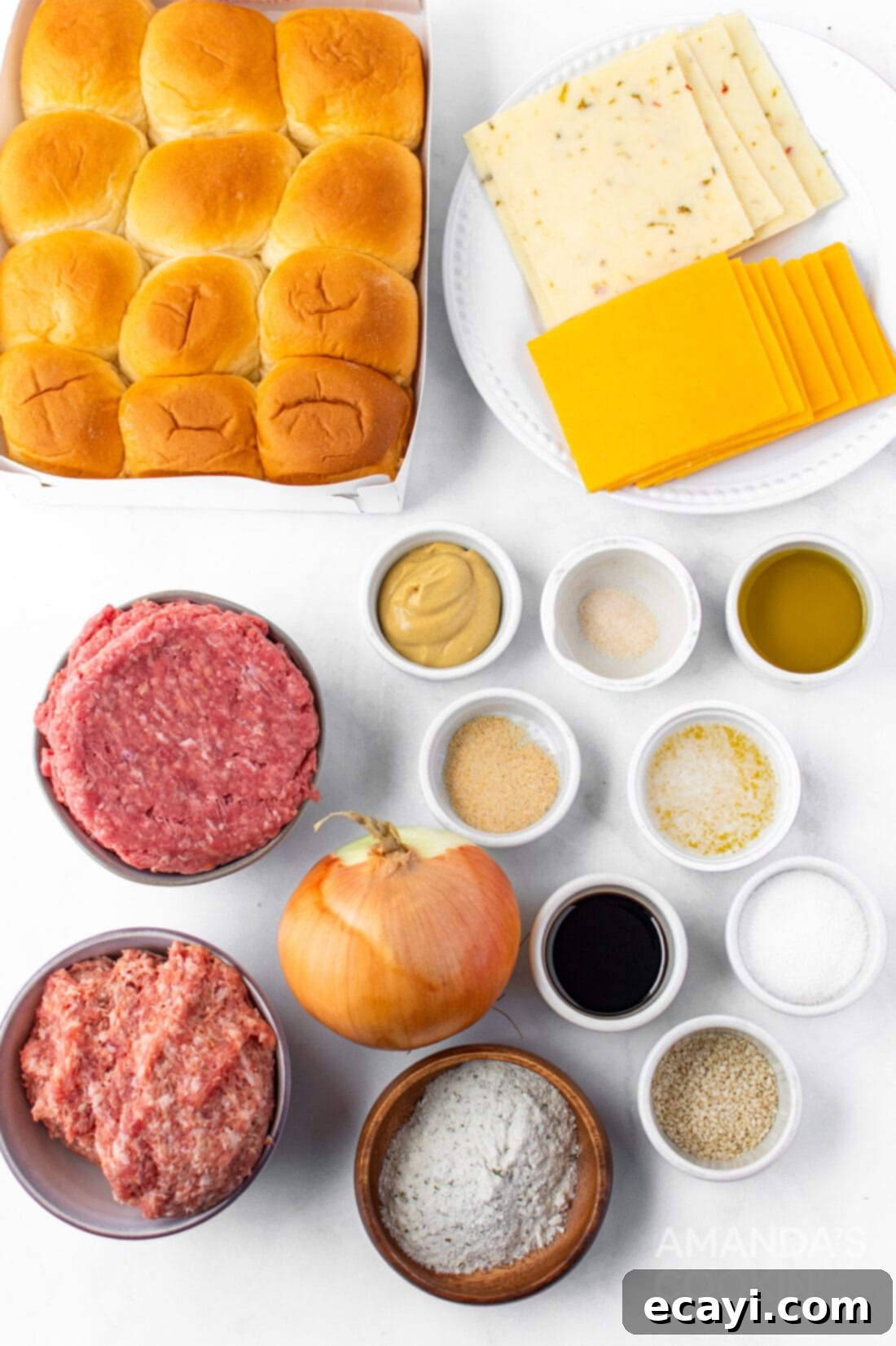 Bite-Sized Cheeseburger Bliss 4 ingredients for cheeseburger sliders