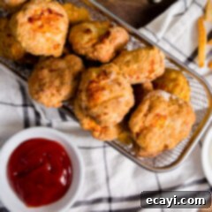 Golden Crunch Air Fryer Nuggets 11 basket full of air fryer chicken nuggets