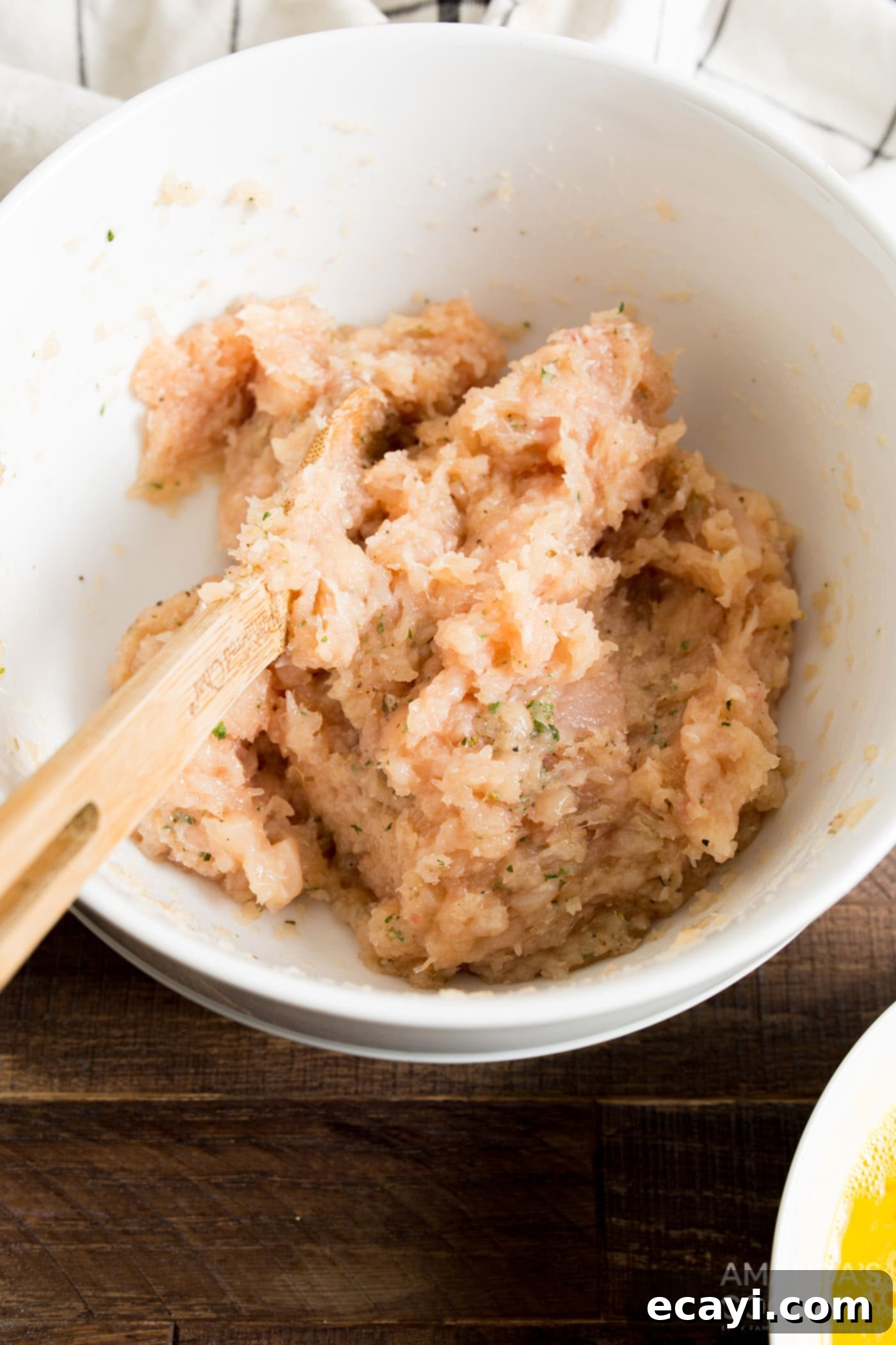 Golden Crunch Air Fryer Nuggets 6 chicken mixture in bowl