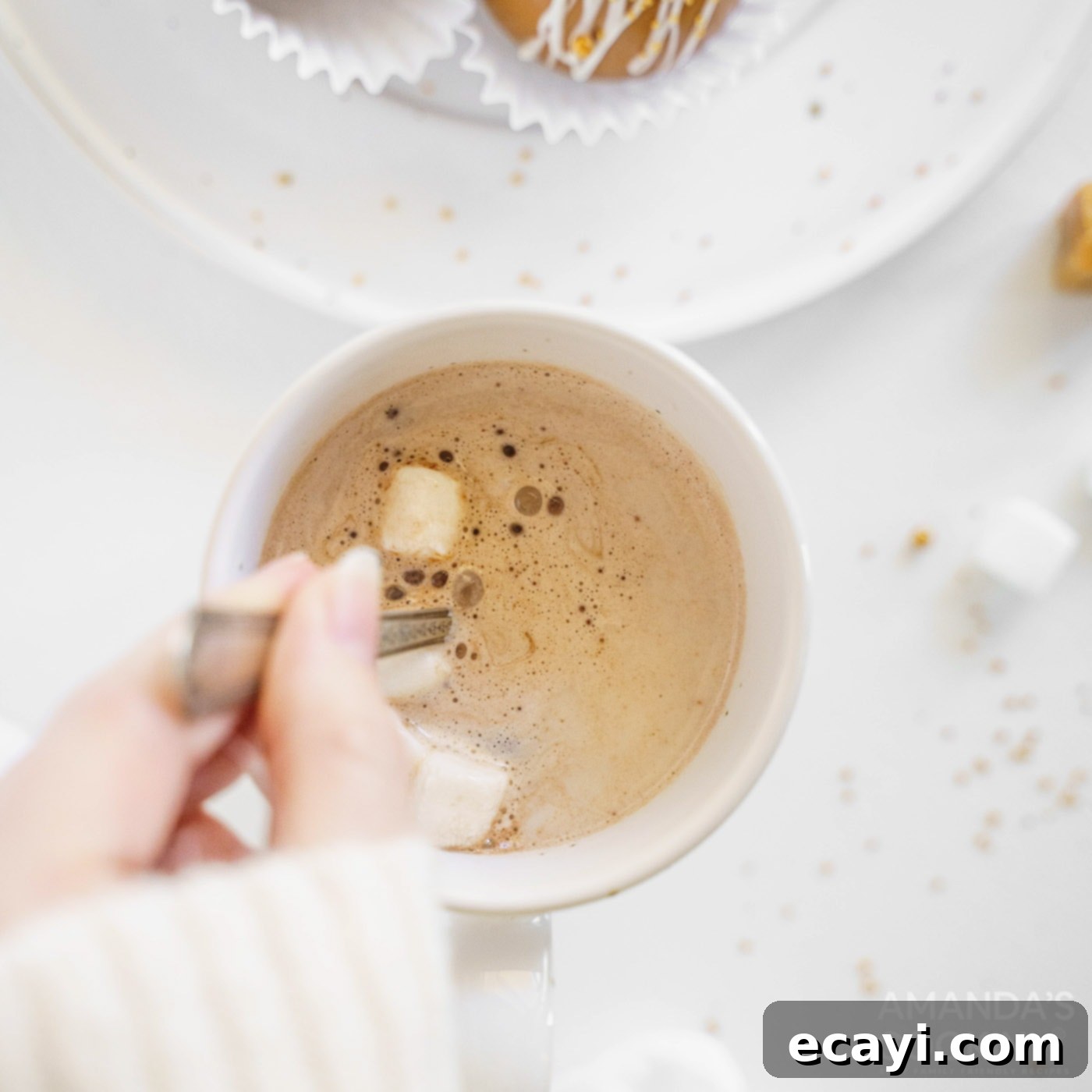 Melting Caramel Cocoa Delights 14 stirring hot cocoa