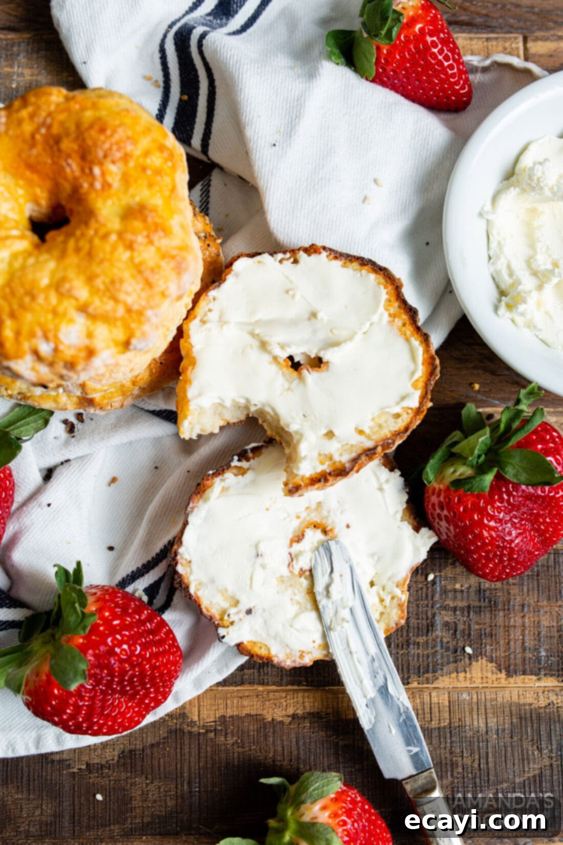 Bagel Magic in the Air Fryer 3 Cream cheese on bagels