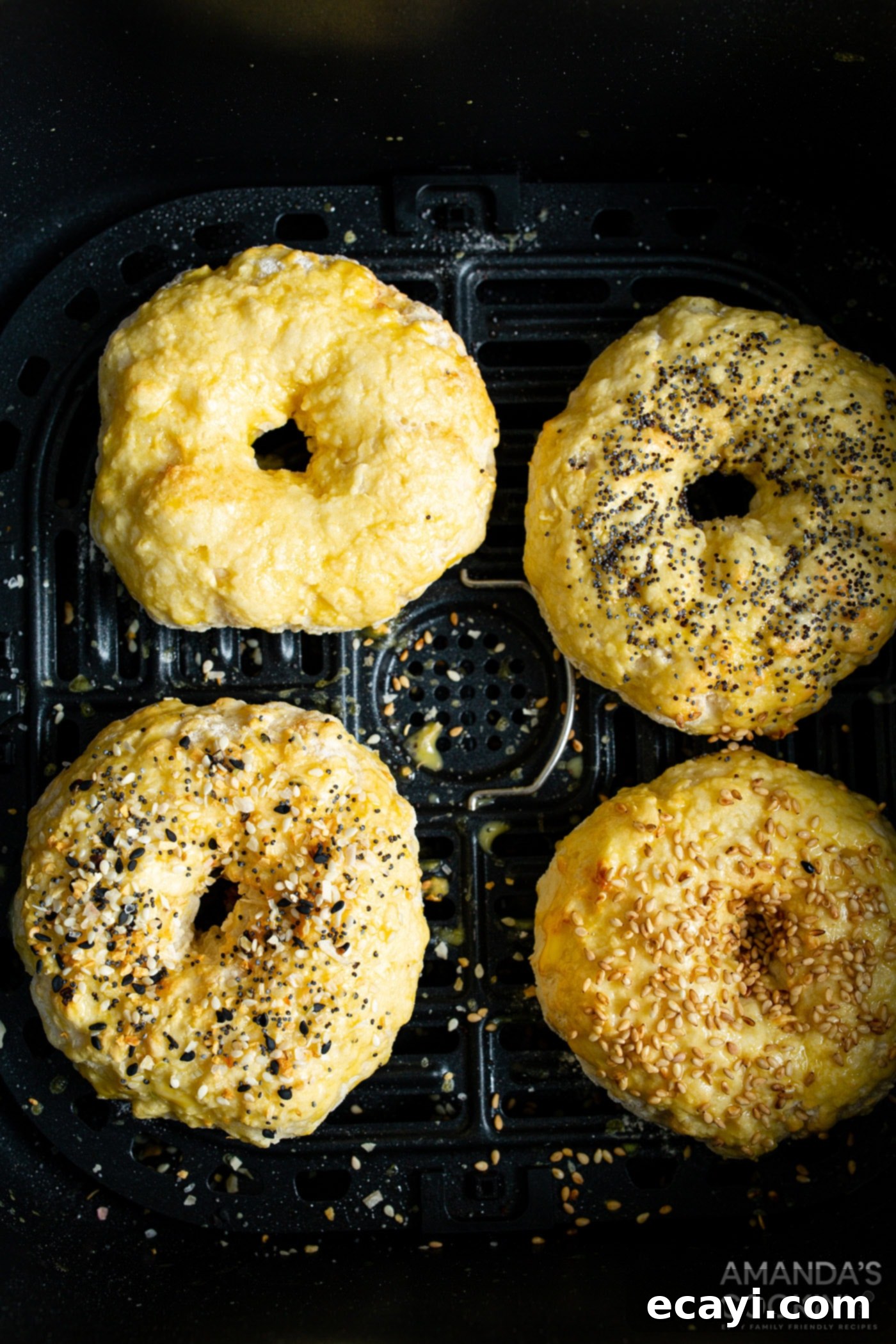 Bagel Magic in the Air Fryer 8 air fryer bagels brushed with egg wash