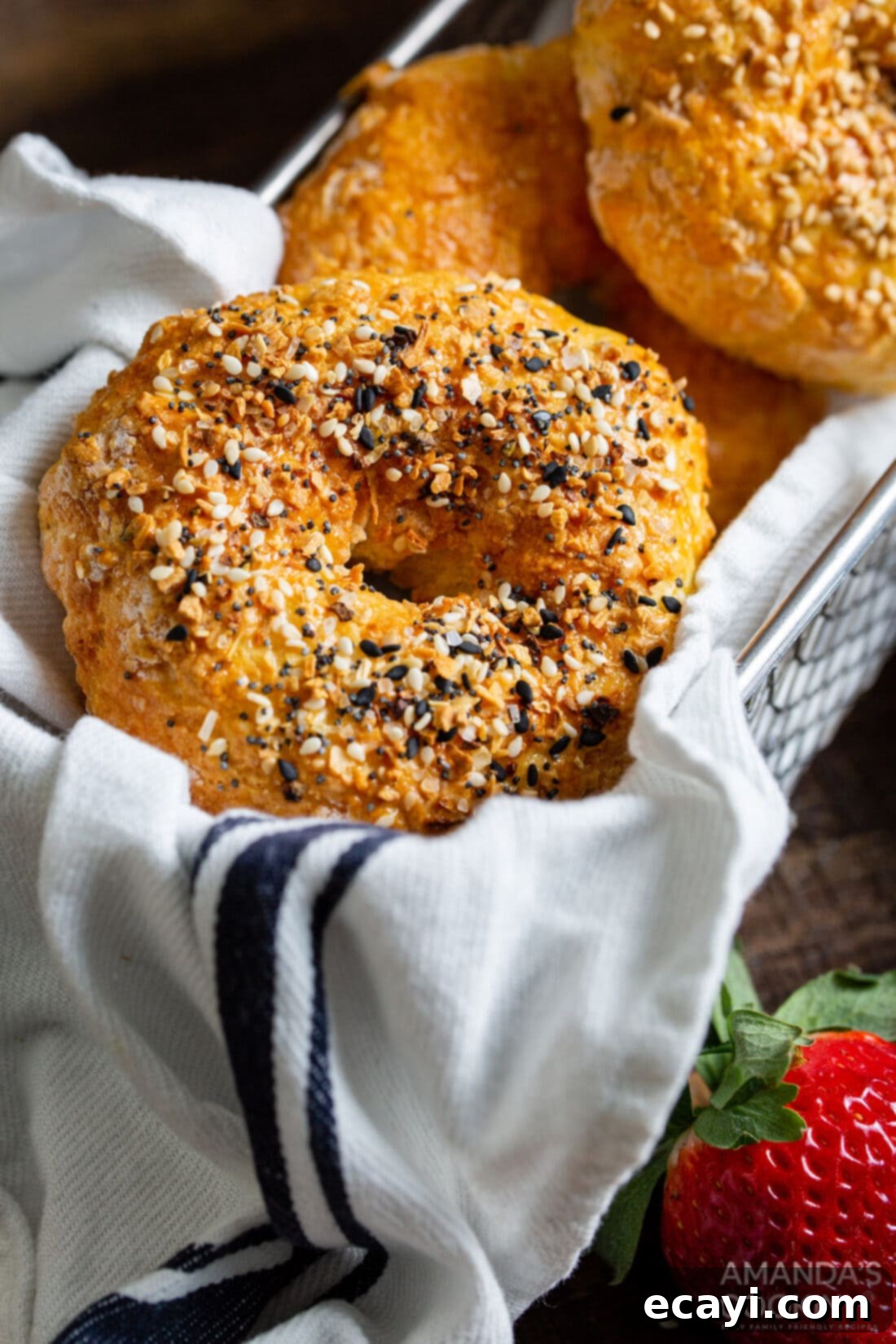 Bagel Magic in the Air Fryer 10 air fryer bagels in a basket