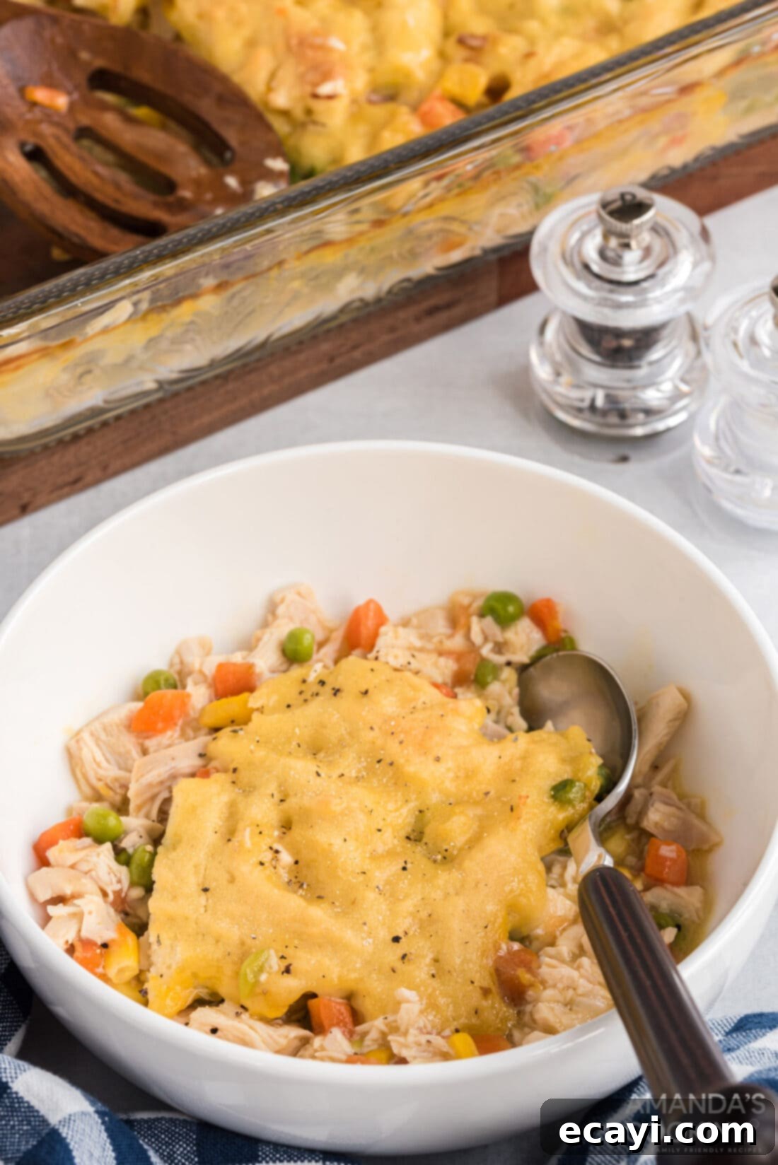 Comforting Chicken Dumpling Bake 5 bowl of chicken and dumpling casserole