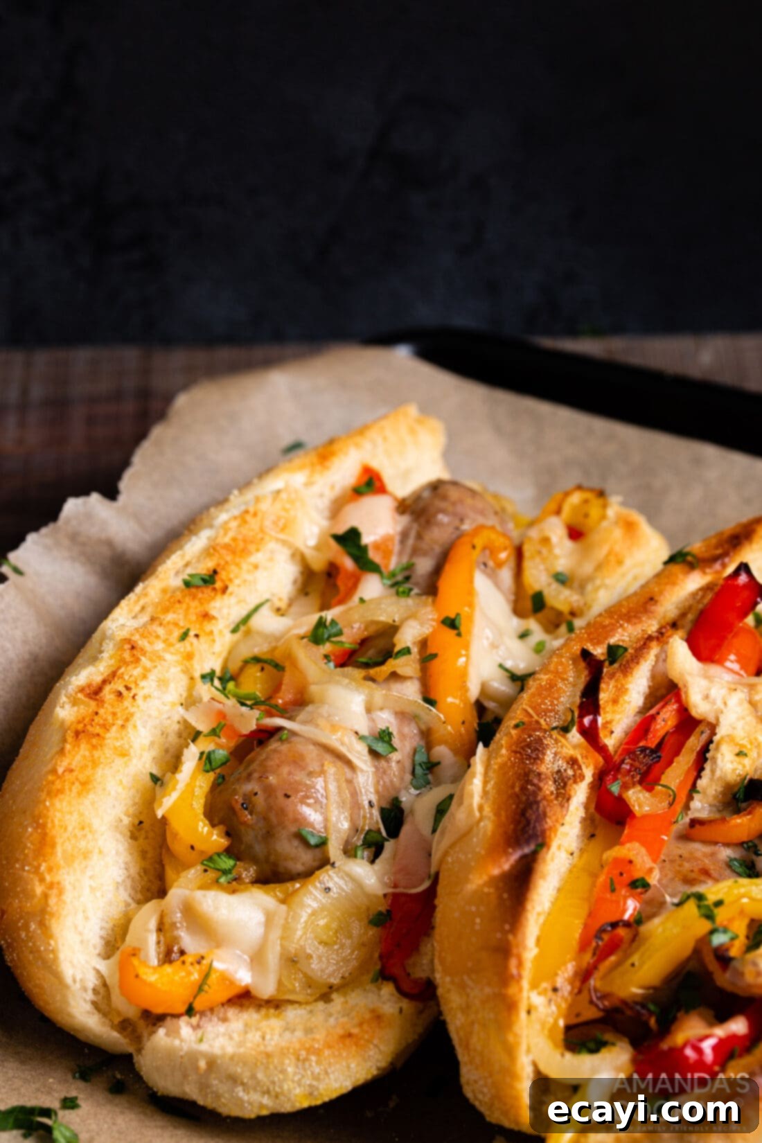 Crispy Air Fryer Italian Sausage and Peppers 9 Air Fryer Italian Sausage and Peppers on a bun