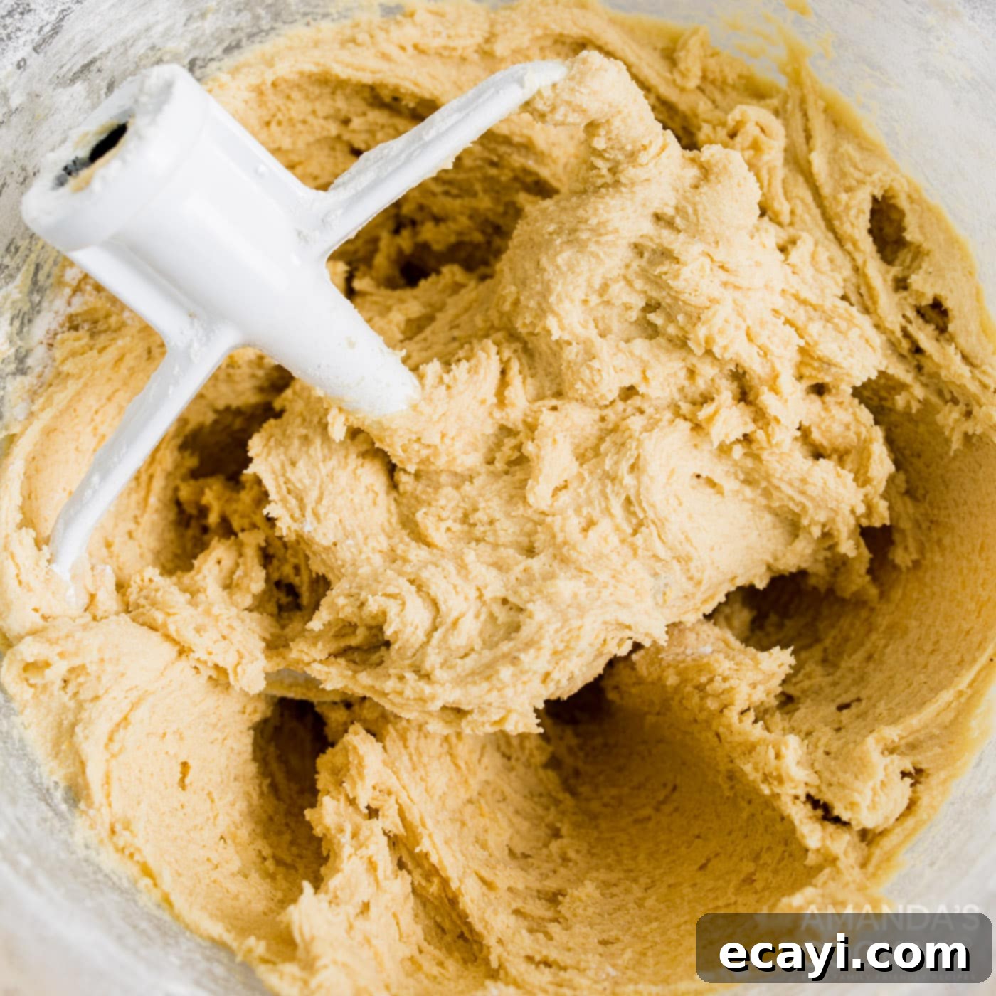 Your Air Fryer's Best Chocolate Chip Cookies 7 Mixing wet and dry ingredients in a stand mixer to form cookie dough