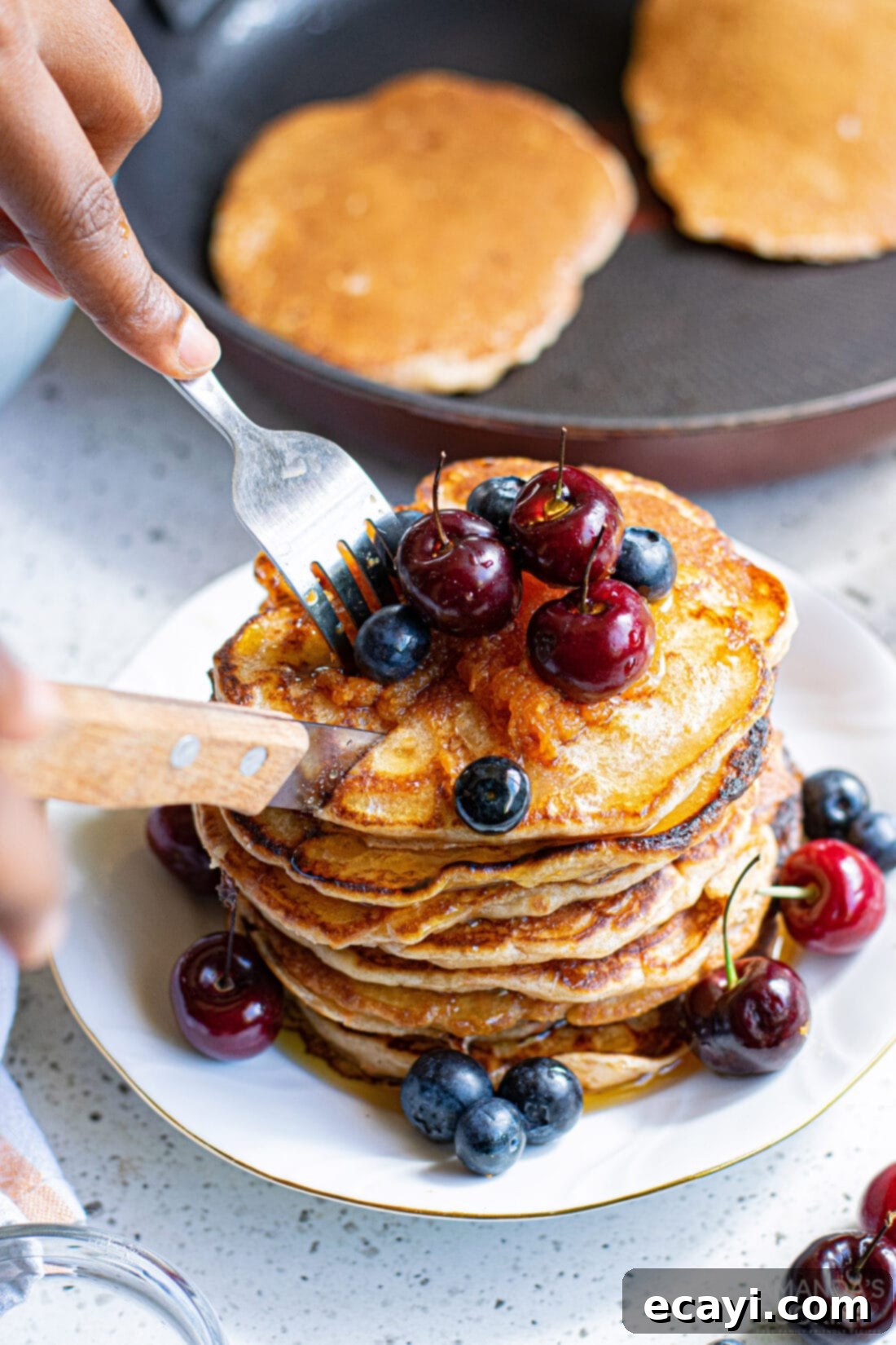 Morning Carrot Cake Bliss 9 cutting carrot cake pancakes