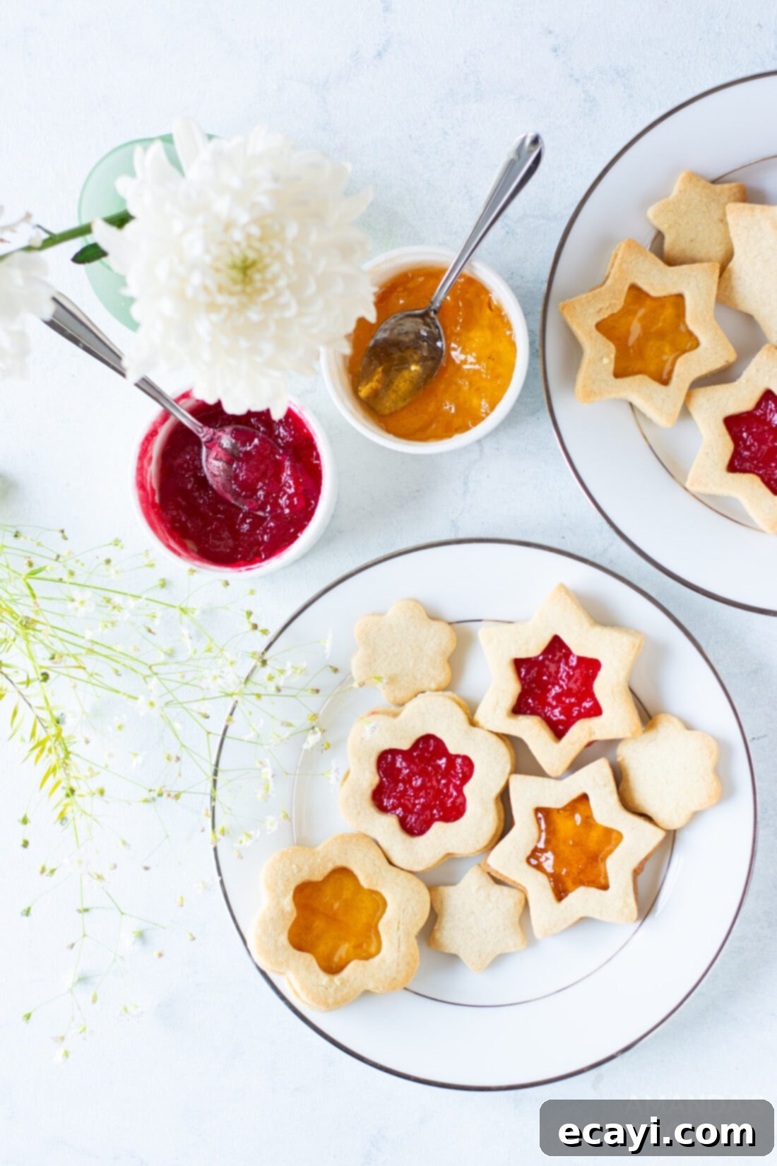 Linzer Jam Delights 10 linzer cookies on a plate