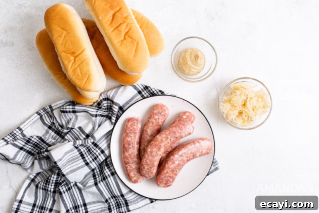 Crispy Air Fryer Bratwurst 4 ingredients for making air fryer bratwurst