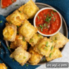 Crispy Air Fryer Ravioli 12 Crispy Air Fryer Ravioli with marinara