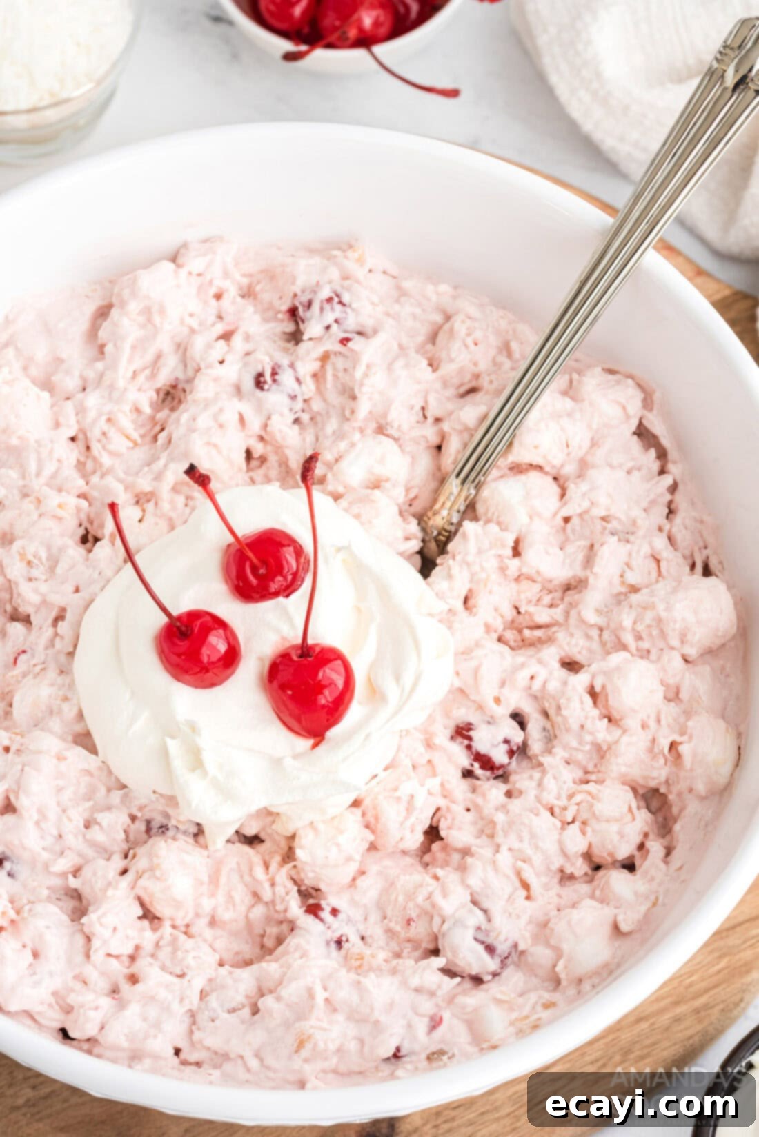Crimson Cloud 2 cherry fluff dessert in a large bowl