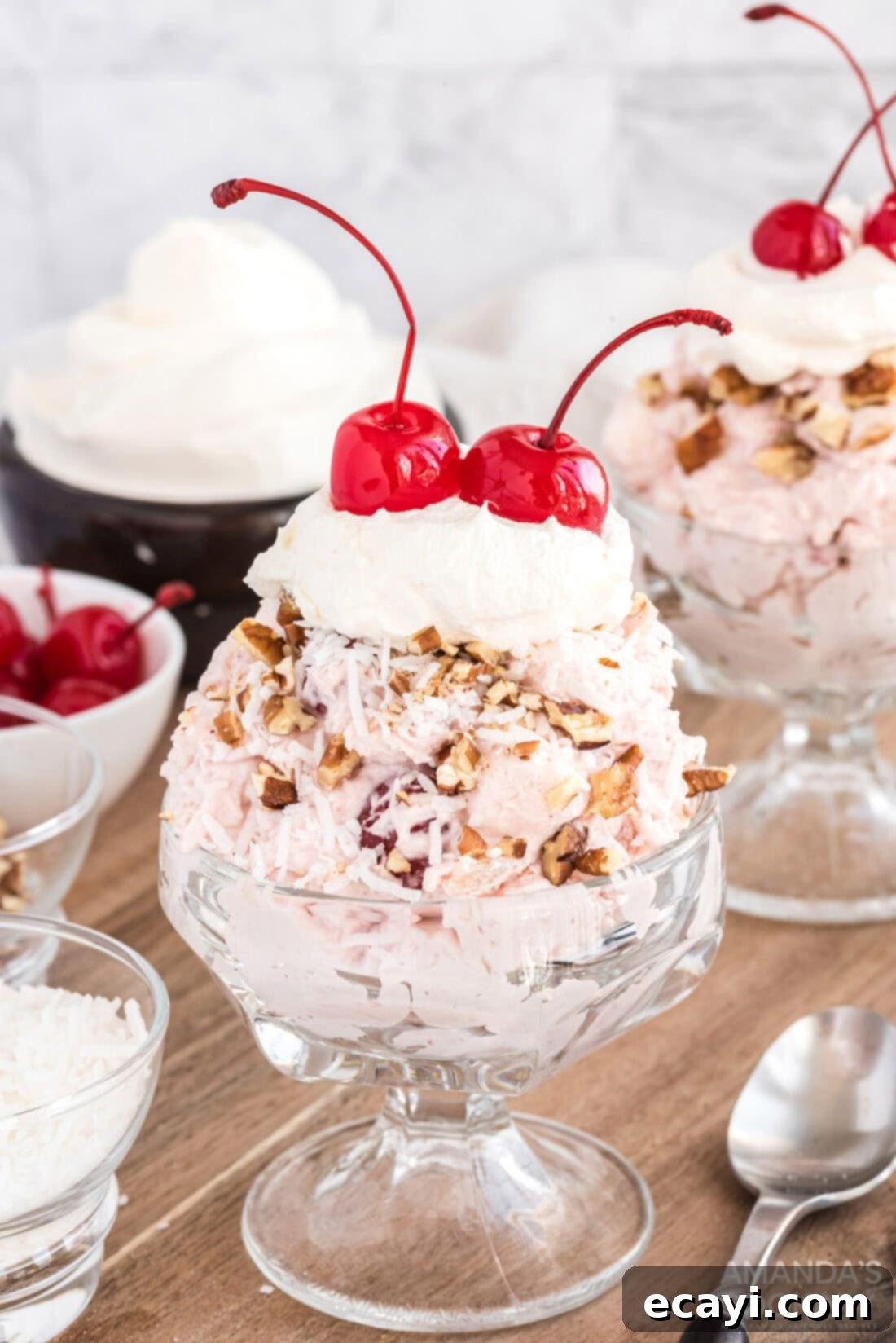 Crimson Cloud 7 cherry fluff with nuts and whipped cream