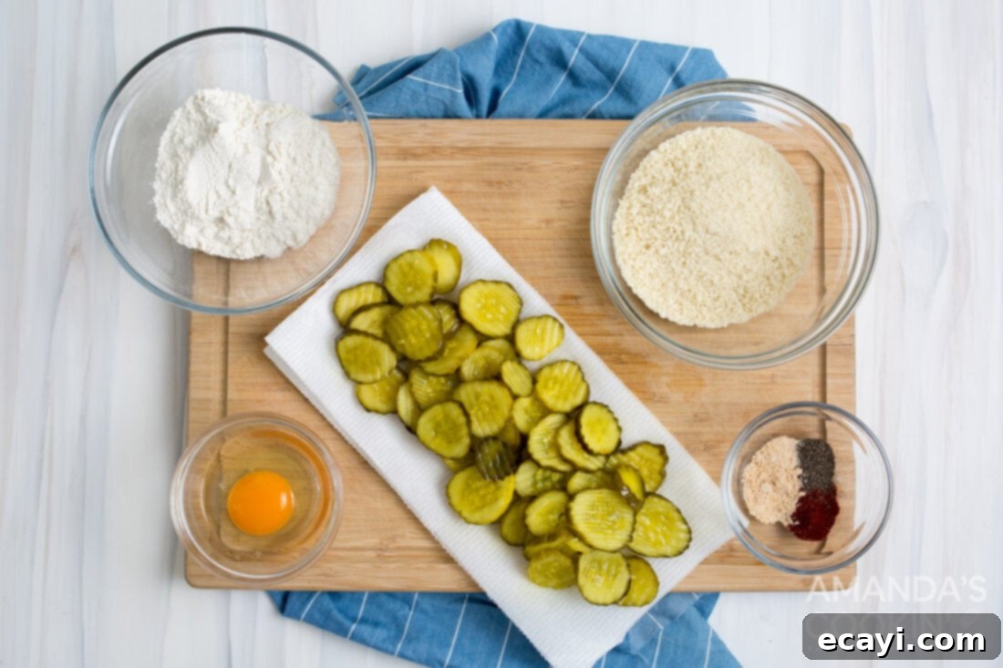 Crispy Air-Fried Pickles 4 ingredients for making fried pickles in the air fryer