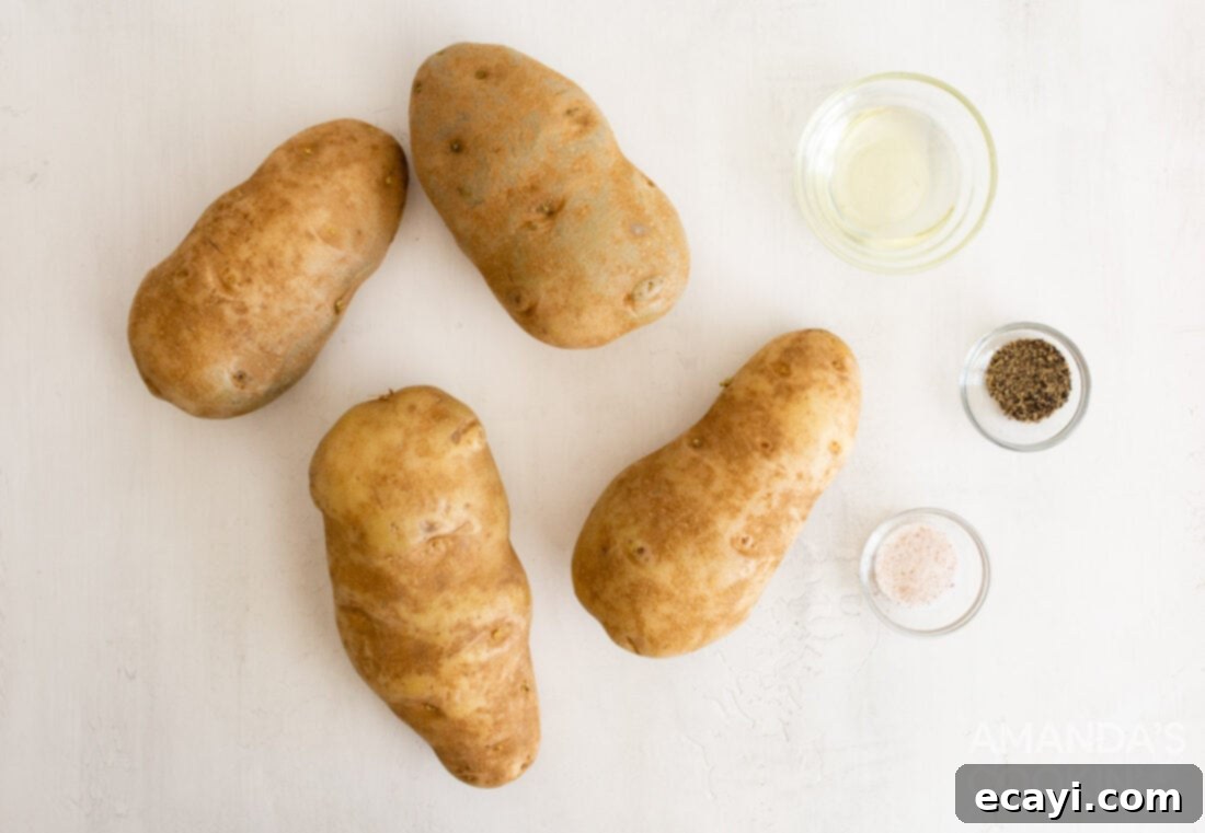 Perfect Air Fryer Baked Potatoes 4 ingredients for making air fryer baked potatoes