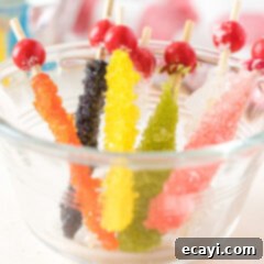 Edible Geodes 16 Rock candy in a bowl, showing finished crystal sticks