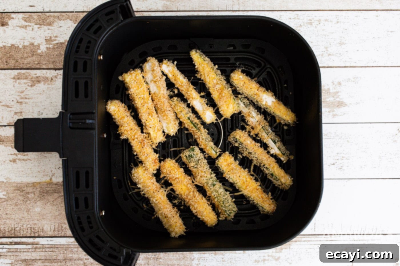 Crispy Air-Fried Zucchini Sticks 7 zucchini fries in air fryer basket