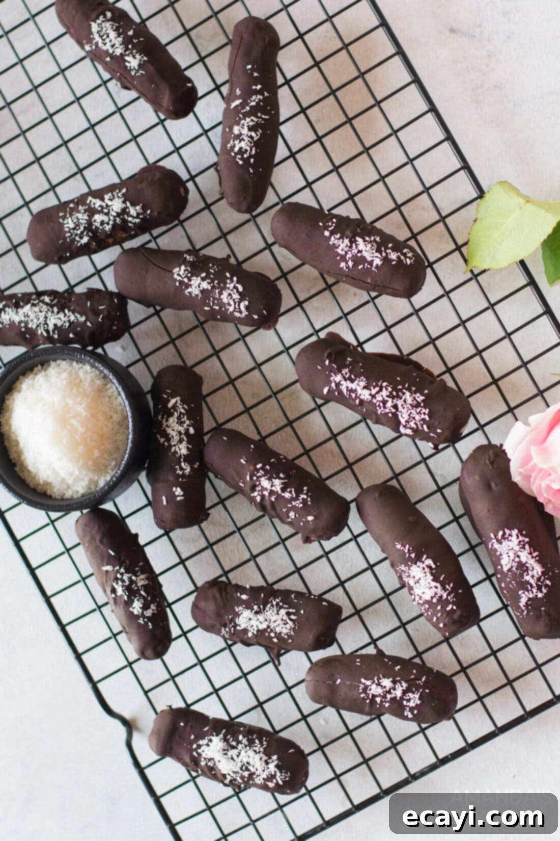 Copycat Bounty Bars 3 cooling rack of homemade bounty bars