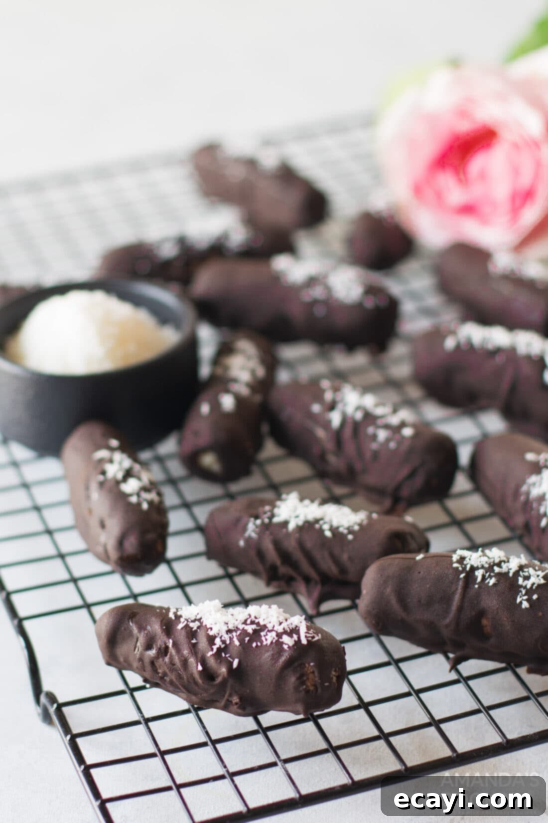 Copycat Bounty Bars 9 wire rack of homemade bounty bars