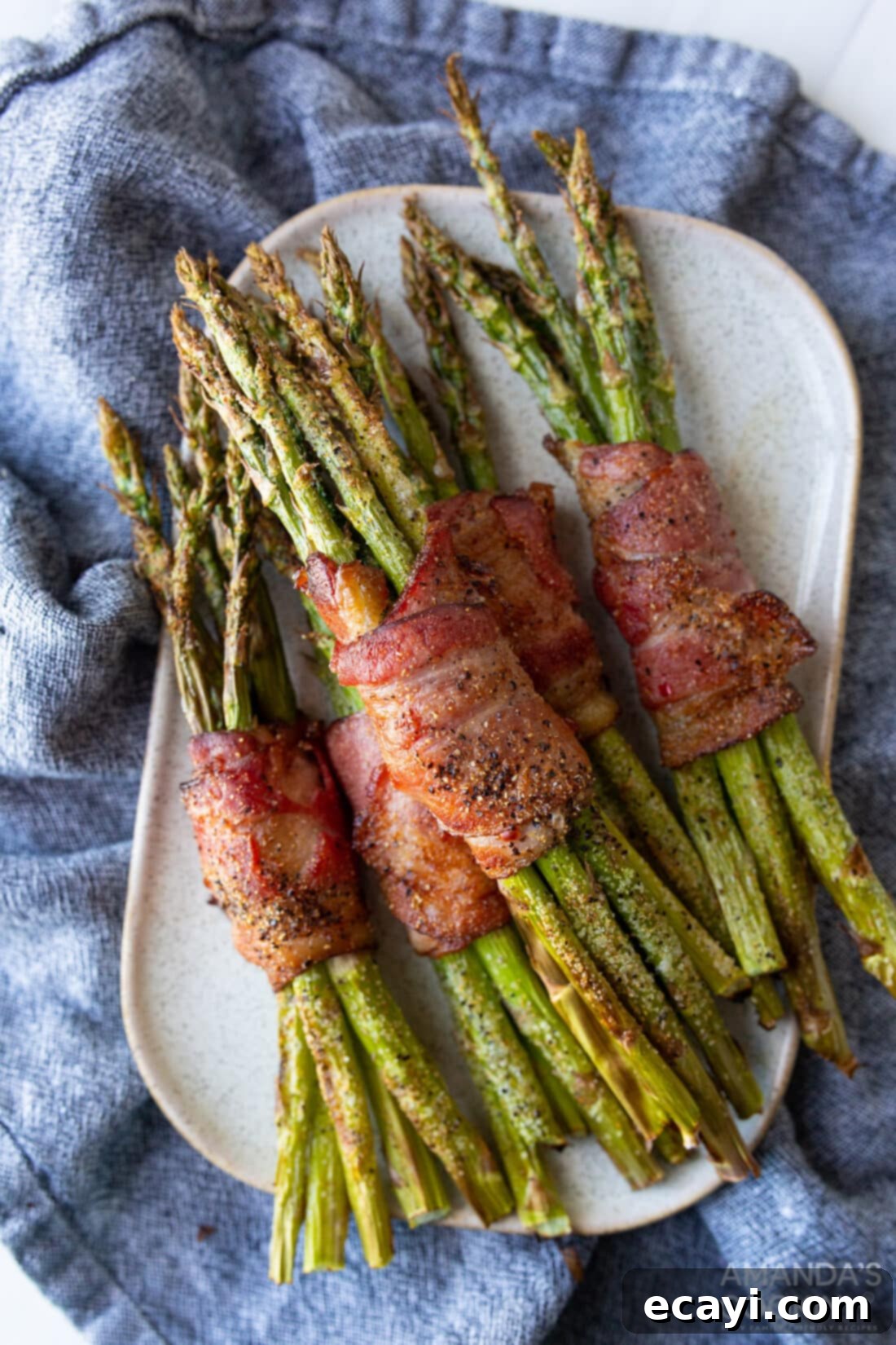 Crispy Air Fryer Bacon Asparagus Bundles 2 Air Fryer Bacon Wrapped Asparagus ON A PLATTER