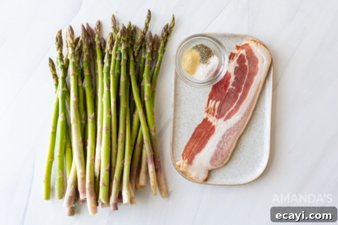 Crispy Air Fryer Bacon Asparagus Bundles 4 ingredients for Air Fryer Bacon Wrapped Asparagus