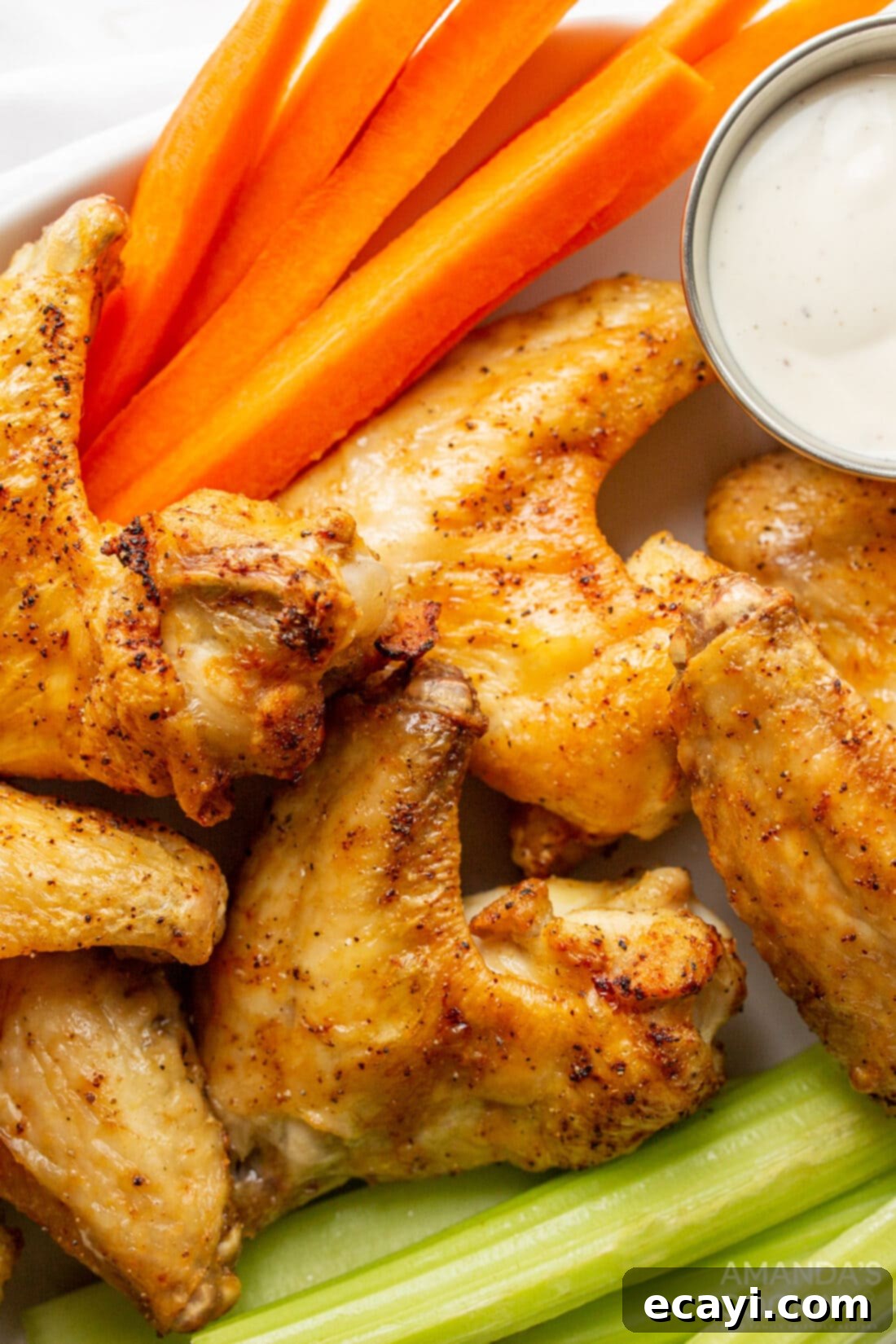 Crispy Air-Fried Wings 2 Air Fryer Chicken Wings in a basket
