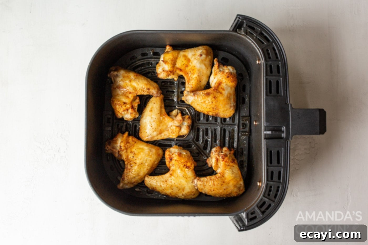 Crispy Air-Fried Wings 8 crispy cooked chicken wings in the air fryer