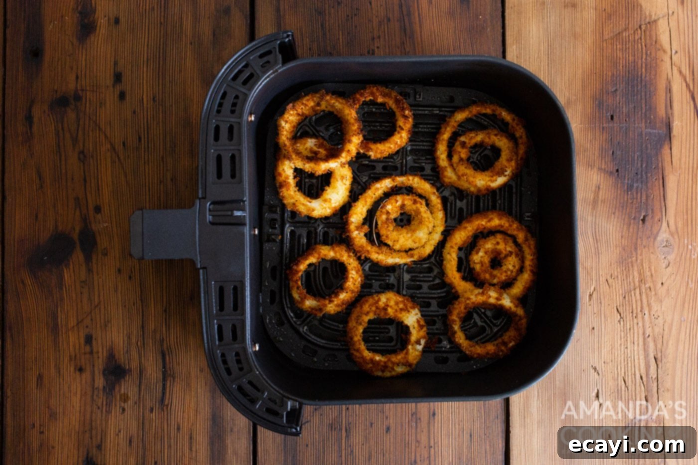 Golden Air Fryer Onion Rings 8 Perfectly air-fried onion rings ready to serve