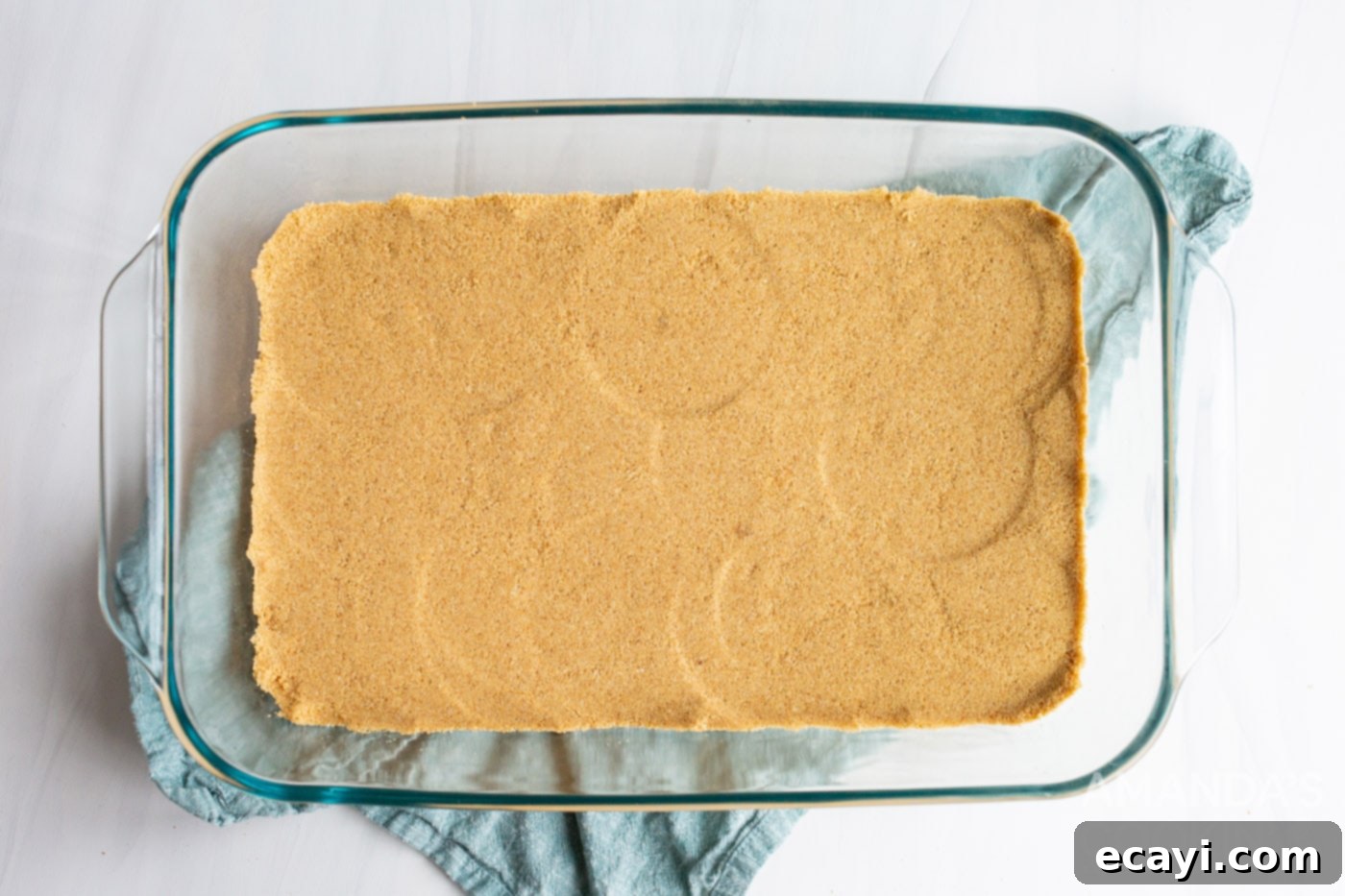 Strawberry Dream Layers 6 graham cracker forms a crust in a baking dish