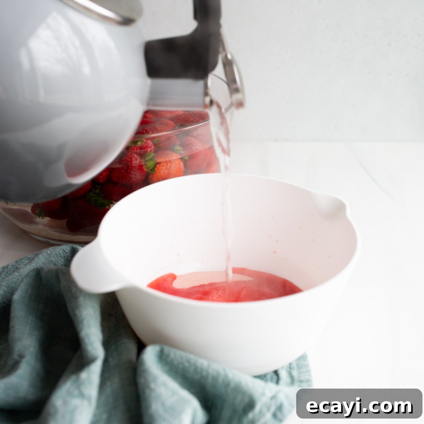 Strawberry Dream Layers 9 dissolving jello with hot water