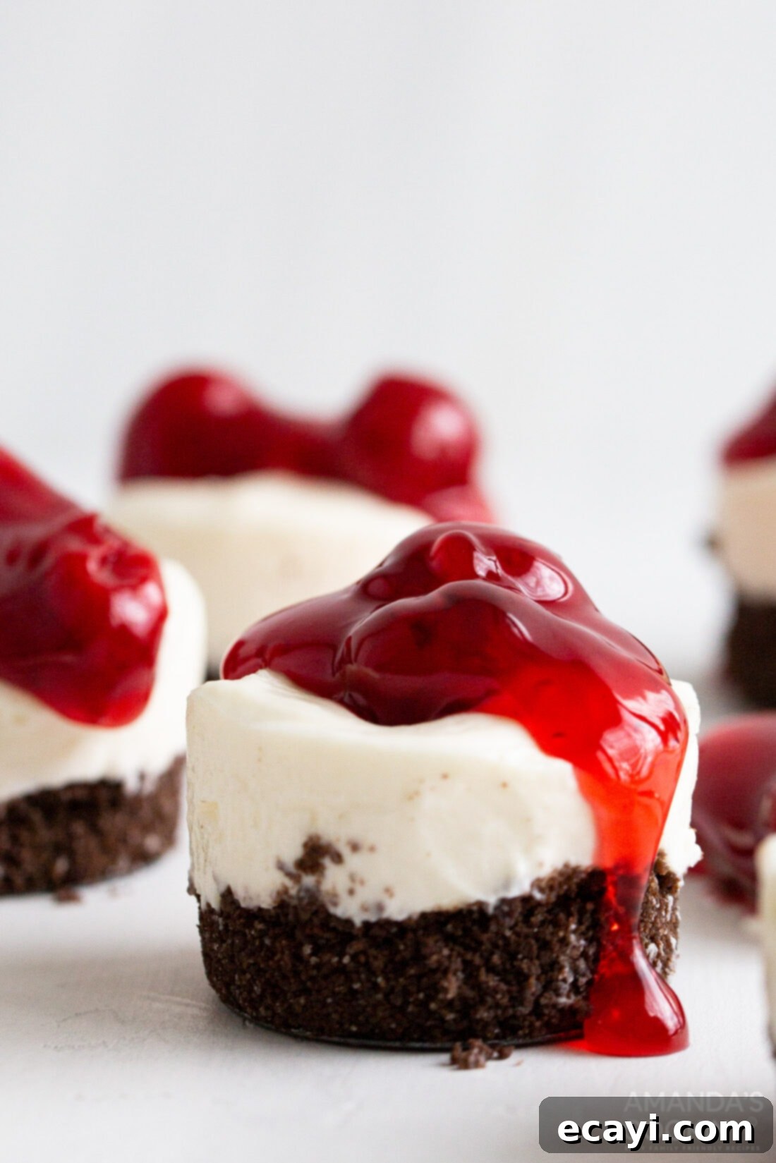 Bite-Sized Cheesecake Delights 2 mini cheesecake with cherry topping