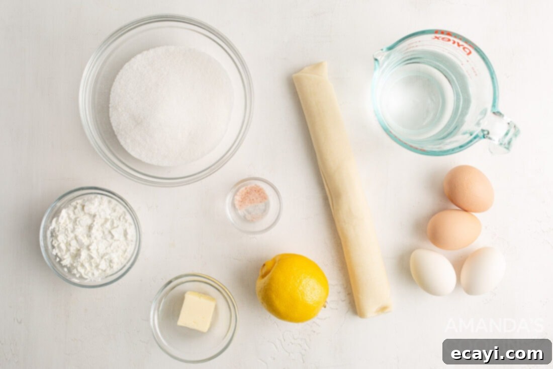 Tangy Lemon Meringue Pie Bars 4 Ingredients for Lemon Meringue Pie Bars laid out on a table