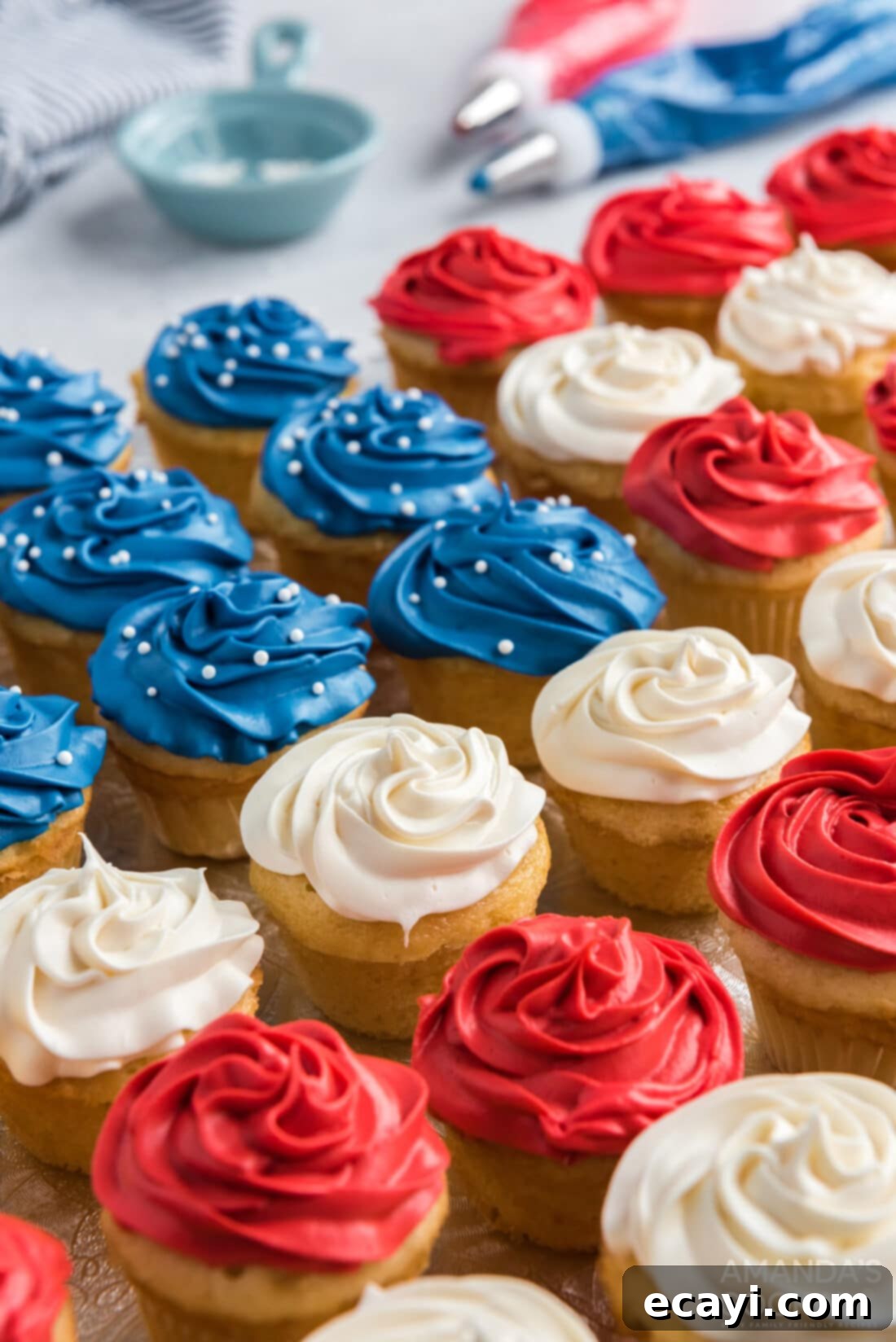 Stars and Stripes Sweet Treats 3 close up American Flag Cupcakes