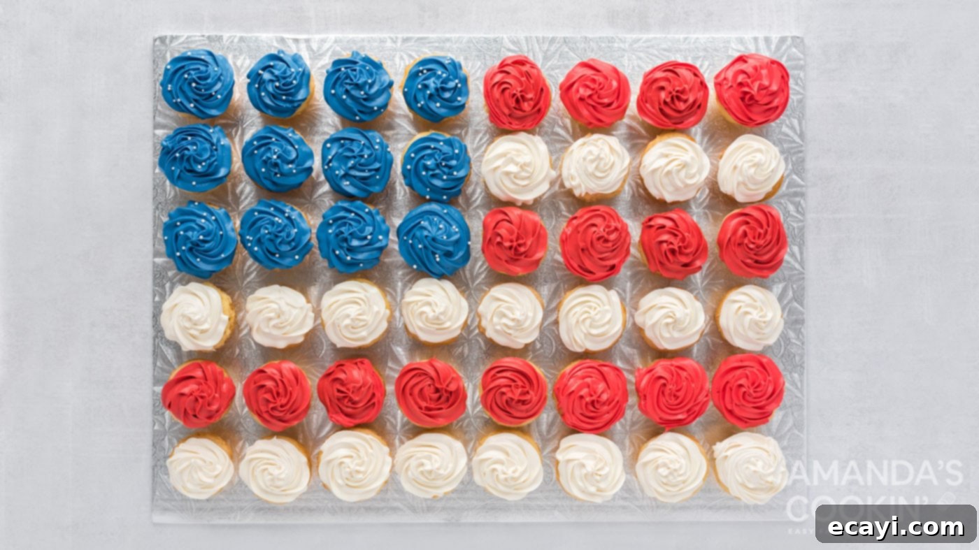 Stars and Stripes Sweet Treats 8 american flag cupcakes