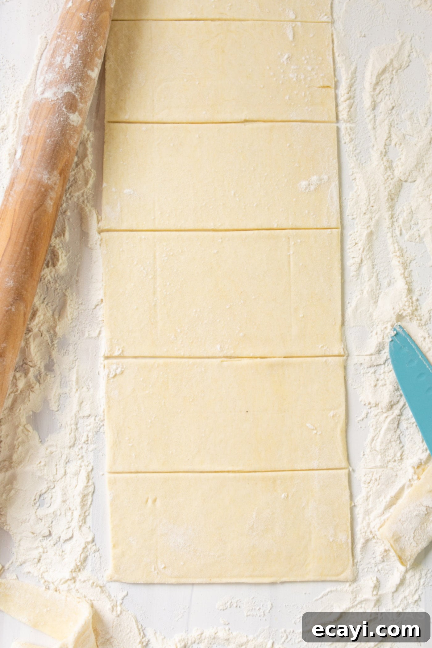 Whip Up Your Own Pop Tarts 6 Rectangle sliced pie dough pieces neatly arranged, ready for jam filling