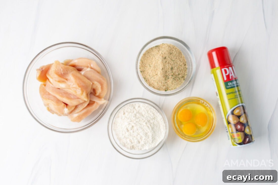 Crispy Air Fryer Chicken Tenders 4 ingredients for making air fryer chicken tenders