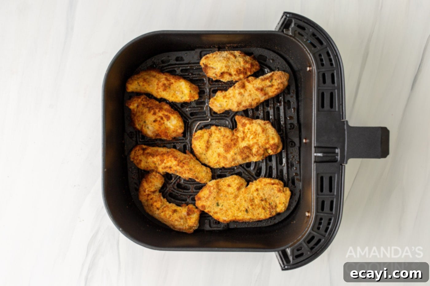 Crispy Air Fryer Chicken Tenders 7 breaded chicken tenders in air fryer