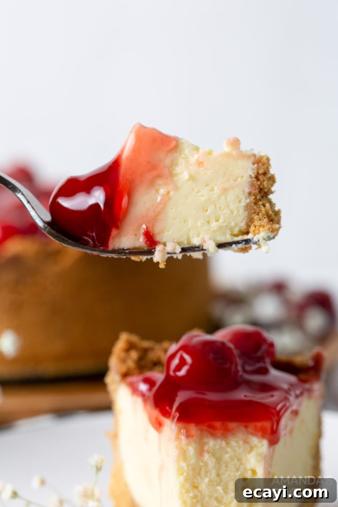 Silky Smooth Instant Pot Cheesecake 13 fork of instant pot cherry cheesecake