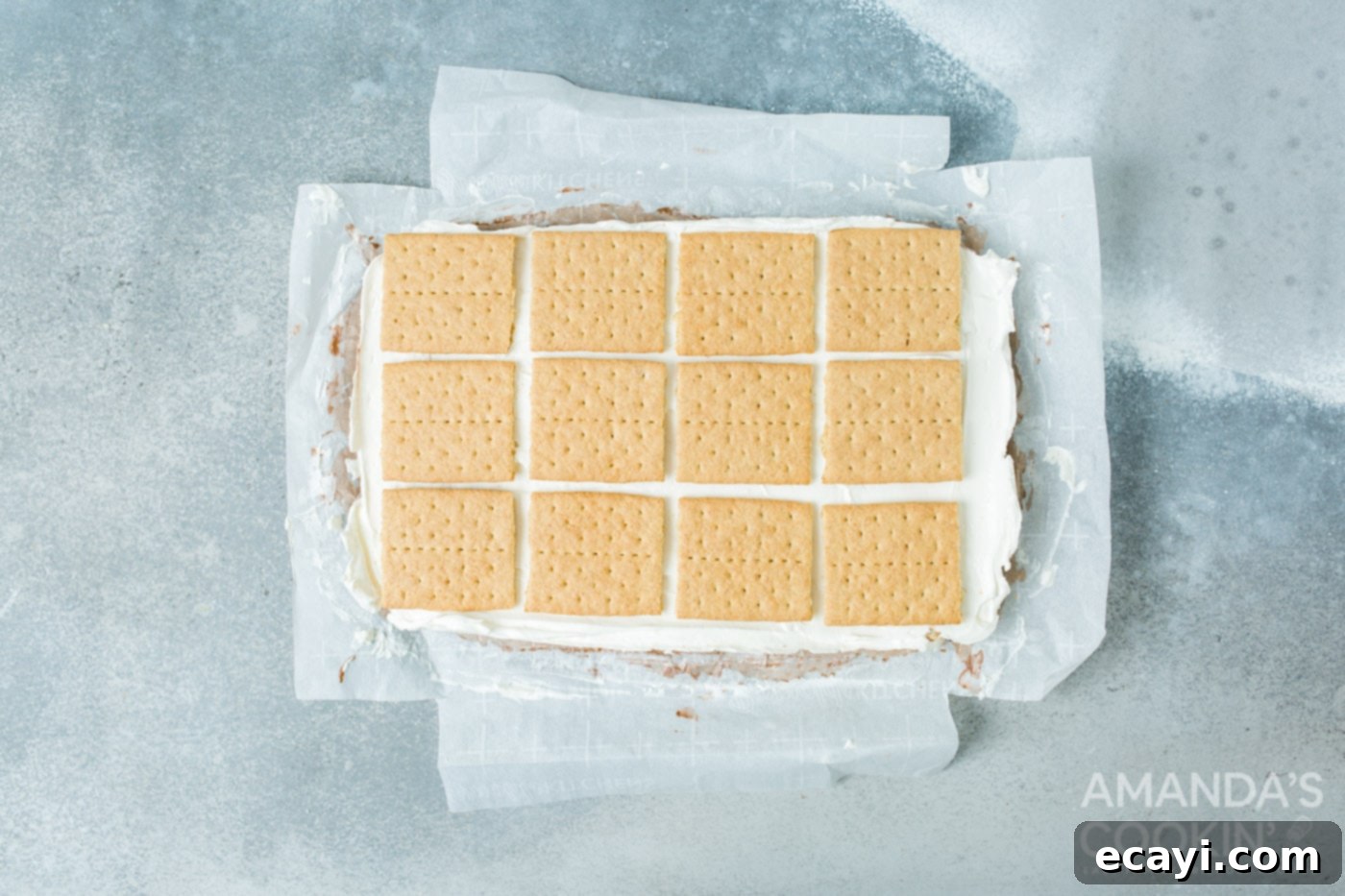 Frosty Smores 8 graham crackers on top of frozen smores layers