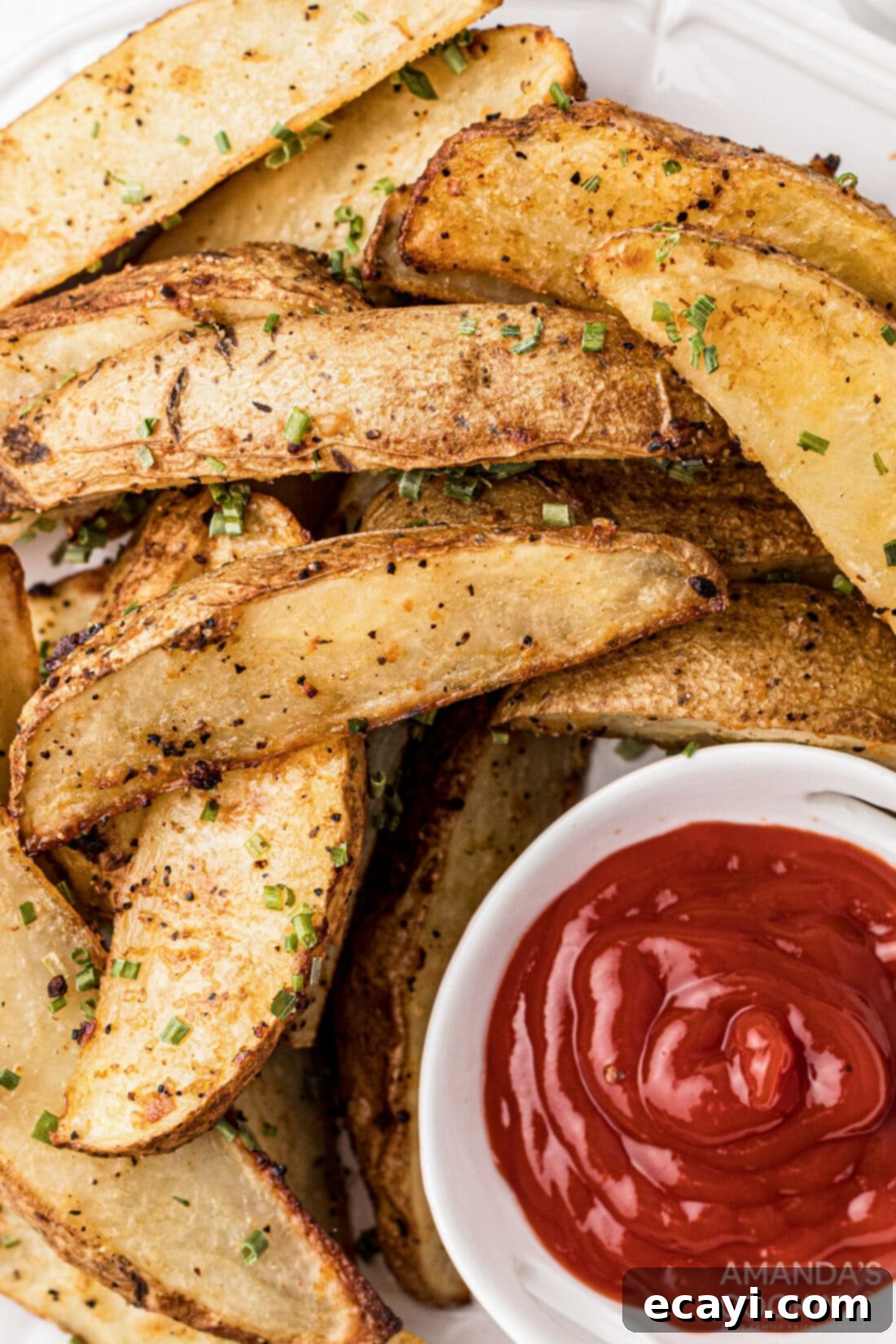 Golden Spiced Wedges 2 Crispy Roasted Potato Wedges served with ketchup