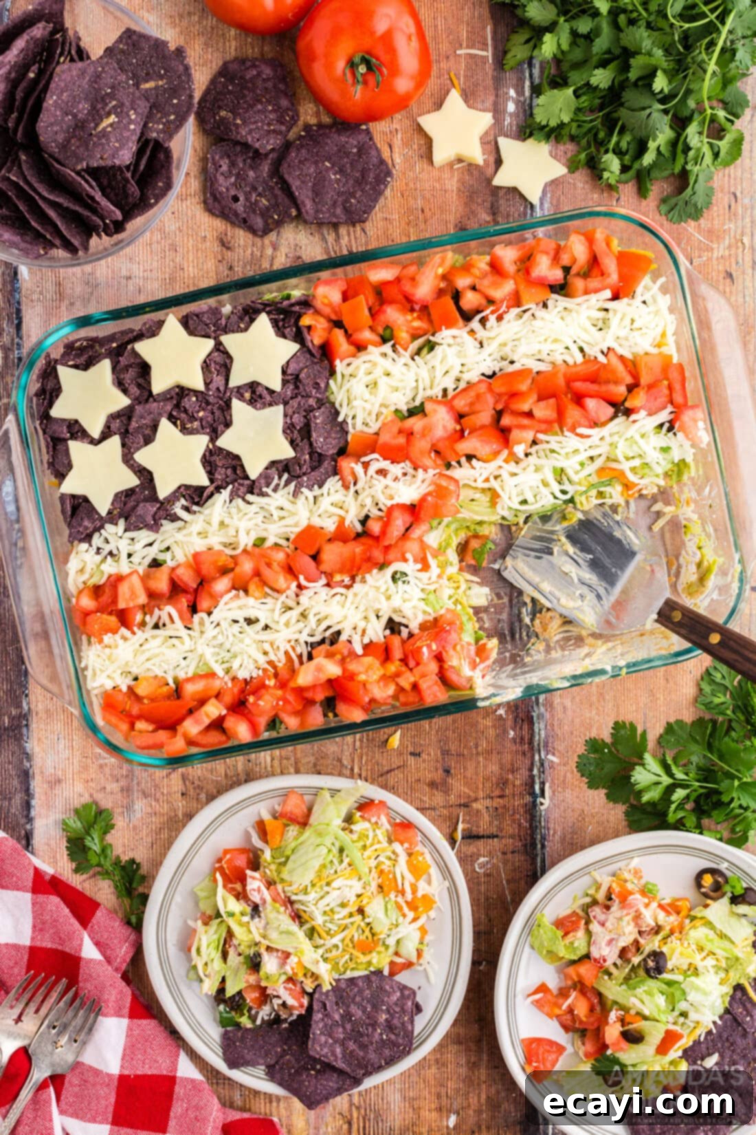 Stars and Stripes Salad 2 taco salad that looks like american flag