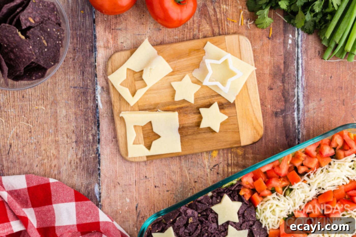 Stars and Stripes Salad 11 star shapes cut from cheese