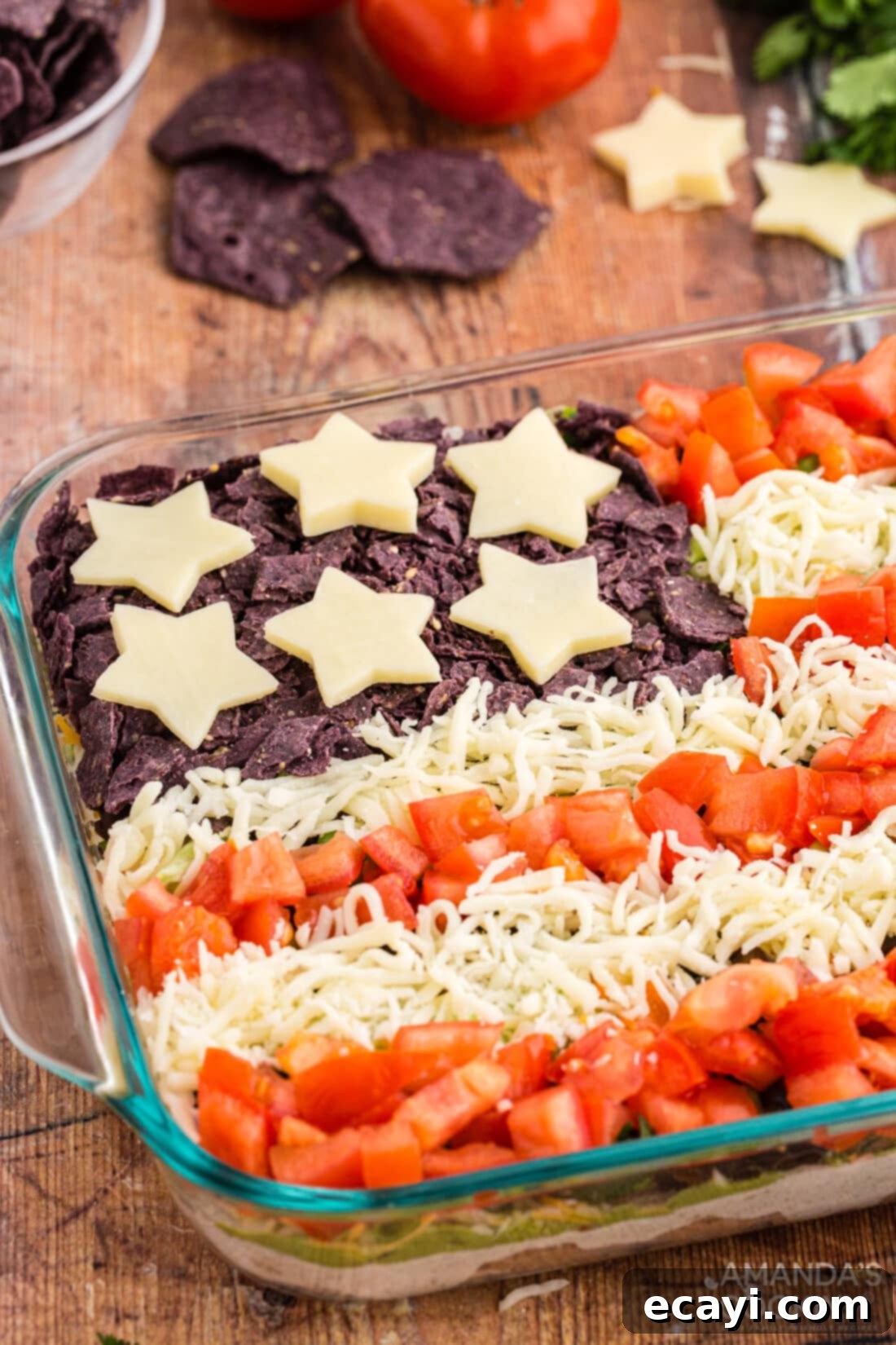 Stars and Stripes Salad 3 close up taco salad flag