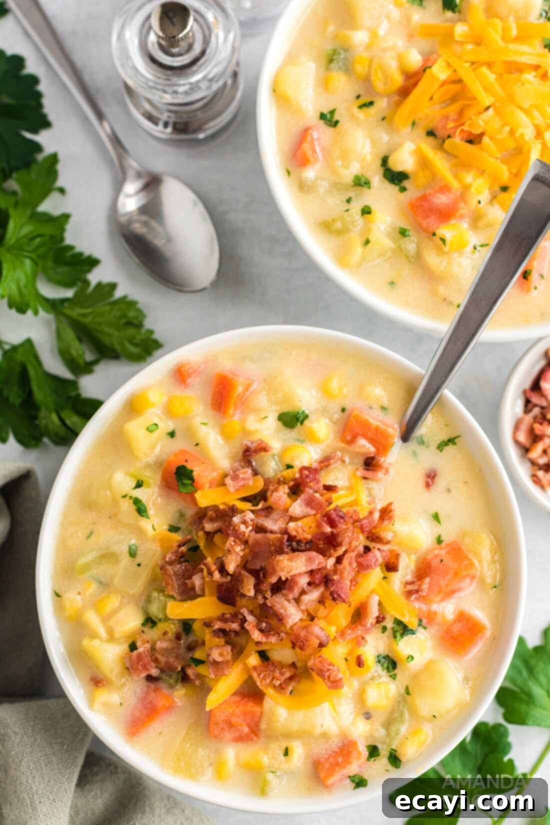 Creamy Corn Chowder 2 bowl of simple corn chowder