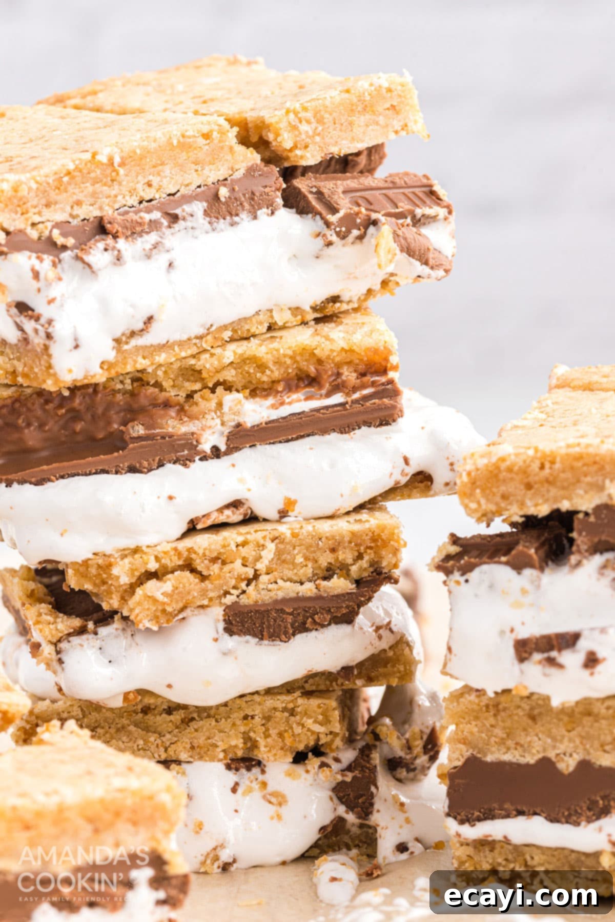 Ultimate Smores Bars 13 stack of smores bars