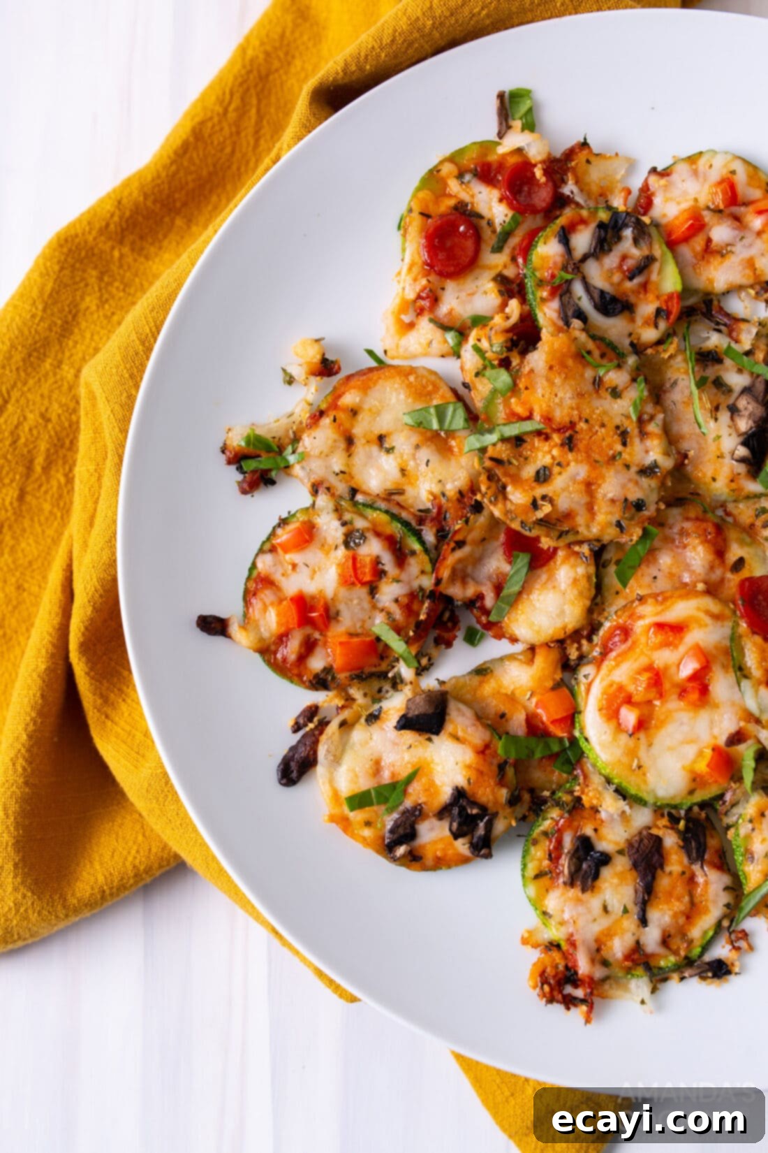 Zucchini Pizza Bites 3 plate of Zucchini Pizza Bites