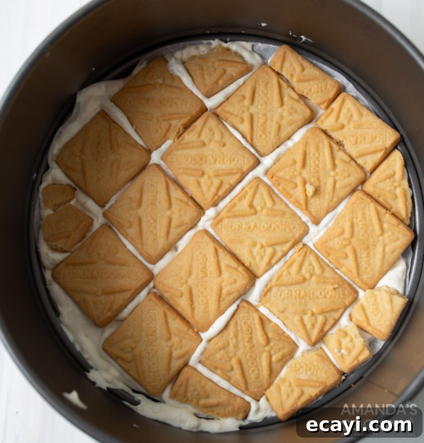 Celebration Confetti Chiller 7 pudding mixture and shortbread cookies layer in springform pan