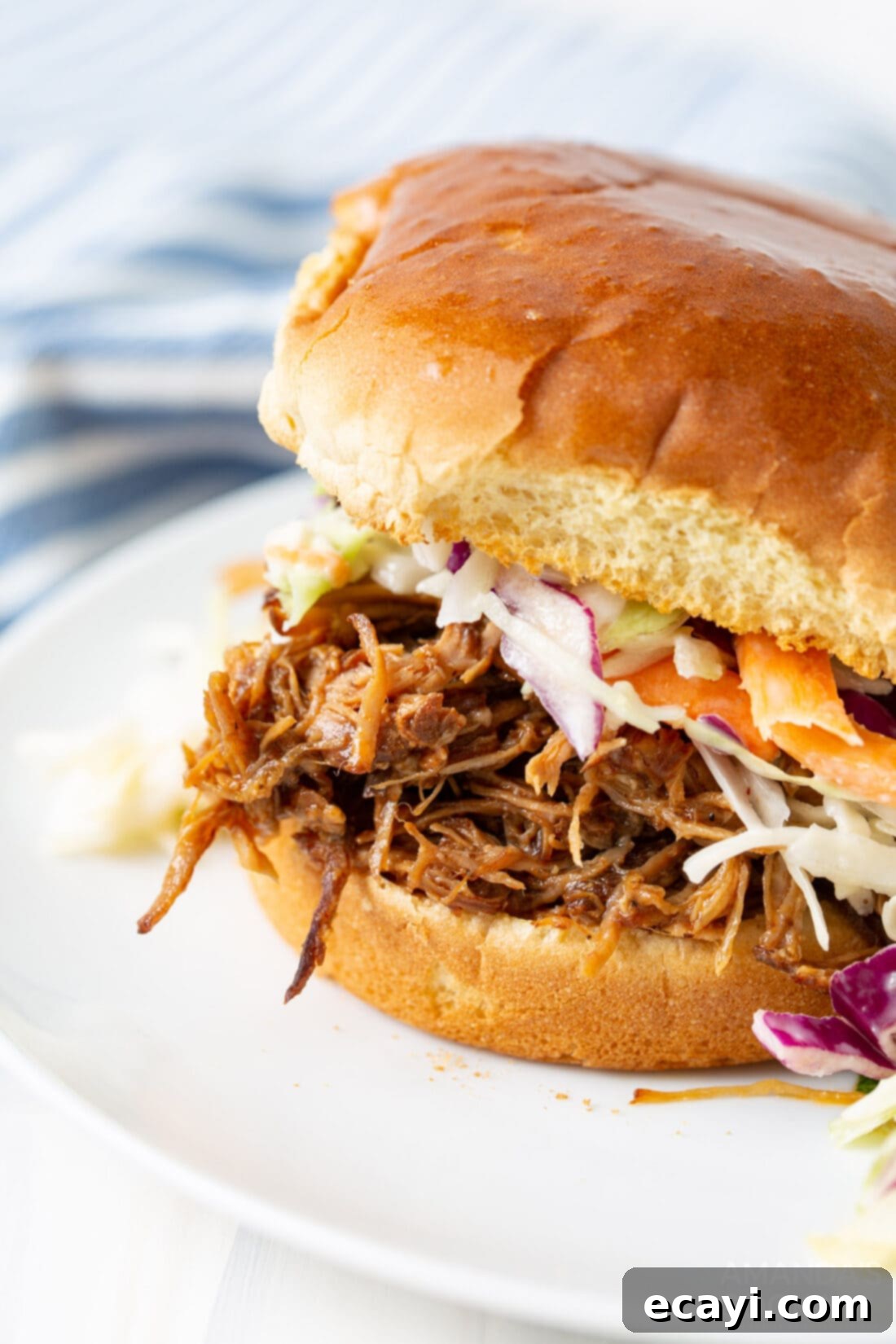 Perfectly Tender Instant Pot Pulled Pork 11 Instant Pot Pulled Pork sandwich with coleslaw