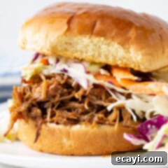 Perfectly Tender Instant Pot Pulled Pork 12 Instant Pot Pulled Pork sandwich with coleslaw